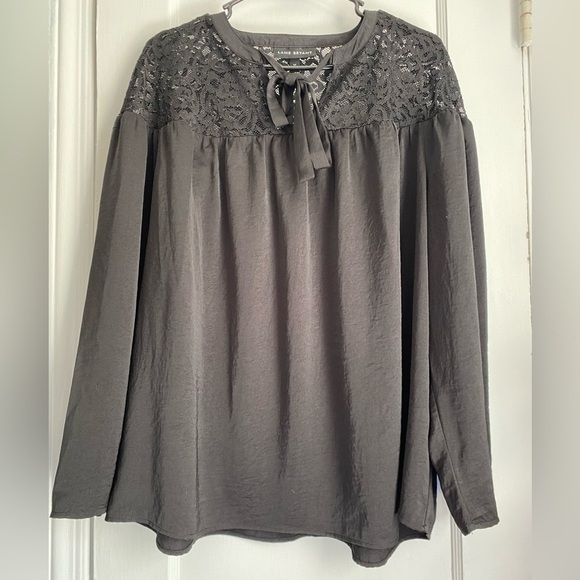 Lane Bryant Lace Pullover Long Sleeve with Front Tie Blouse Top, Size 14 - Picture 2 of 12